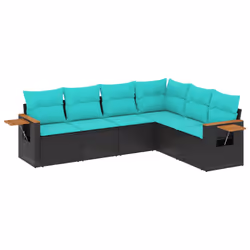 vidaXL Set Divani da Giardino 6 pz con Cuscini Nero in Polyrattan - Vista aggiuntiva 2