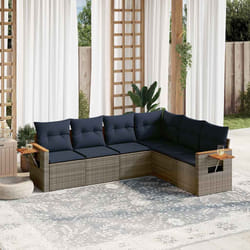 vidaXL Set Divani da Giardino 6 pz con Cuscini Grigio in Polyrattan