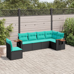 vidaXL Set Divani da Giardino 6 pz con Cuscini Nero in Polyrattan