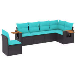 vidaXL Set Divani da Giardino 6 pz con Cuscini Nero in Polyrattan - Vista aggiuntiva 2