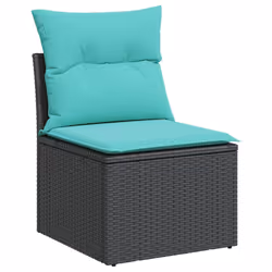 vidaXL Set Divani da Giardino 6 pz con Cuscini Nero in Polyrattan - Vista aggiuntiva 3