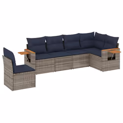 vidaXL Set Divani da Giardino 6 pz con Cuscini Grigio in Polyrattan - Vista aggiuntiva 2