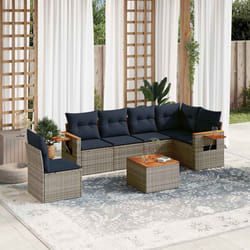 vidaXL Set Divani da Giardino 7 pz con Cuscini Grigio in Polyrattan
