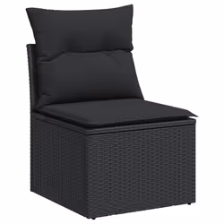 vidaXL Set Divani da Giardino con Cuscini 7pz Nero Polyrattan - Vista aggiuntiva 3