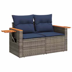 vidaXL Set Divani da Giardino 7 pz con Cuscini Grigio in Polyrattan - Vista aggiuntiva 3