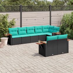 vidaXL Set Divani da Giardino con Cuscini 8 pz Nero in Polyrattan