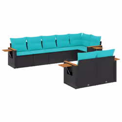 vidaXL Set Divani da Giardino con Cuscini 8 pz Nero in Polyrattan - Vista aggiuntiva 2