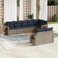 vidaXL Set Divani da Giardino 8 pz con Cuscini Grigio in Polyrattan
