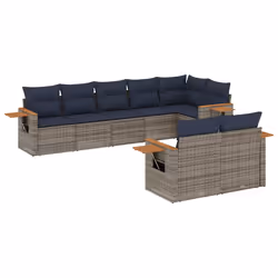 vidaXL Set Divani da Giardino 8 pz con Cuscini Grigio in Polyrattan - Vista aggiuntiva 2
