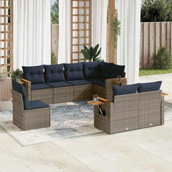 vidaXL Set Divani da Giardino 8 pz con Cuscini Grigio in Polyrattan