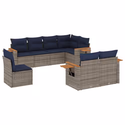 vidaXL Set Divani da Giardino 8 pz con Cuscini Grigio in Polyrattan - Vista aggiuntiva 2