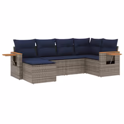 vidaXL Set Divani da Giardino 6 pz con Cuscini Grigio in Polyrattan - Vista aggiuntiva 2