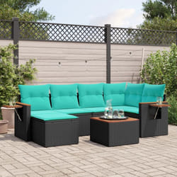 Vidaxl - Set Divani da Giardino 7 pz con Cuscini Nero in Polyrattan