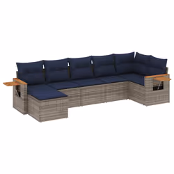 vidaXL Set Divani da Giardino 7 pz con Cuscini Grigio in Polyrattan - Vista aggiuntiva 2