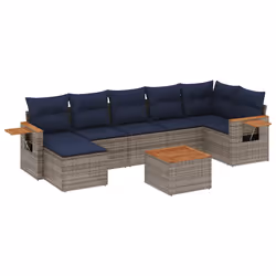 vidaXL Set Divani da Giardino 8 pz con Cuscini Grigio in Polyrattan - Vista aggiuntiva 2