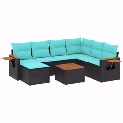 vidaXL Set Divani da Giardino 8 pz con Cuscini Nero in Polyrattan - Vista aggiuntiva 2