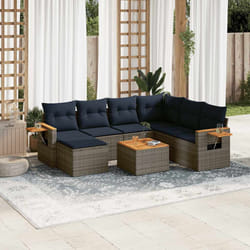 vidaXL Set Divani da Giardino 8 pz con Cuscini Grigio in Polyrattan
