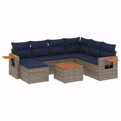 vidaXL Set Divani da Giardino 8 pz con Cuscini Grigio in Polyrattan - Vista aggiuntiva 2