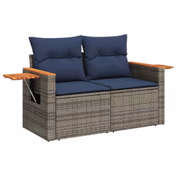 vidaXL Set Divani da Giardino 6 pz con Cuscini Grigio in Polyrattan - Vista aggiuntiva 3