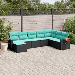 vidaXL Set Divani da Giardino con Cuscini 8 pz Nero in Polyrattan