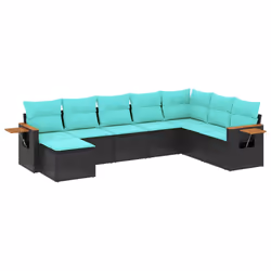 vidaXL Set Divani da Giardino con Cuscini 8 pz Nero in Polyrattan - Vista aggiuntiva 2
