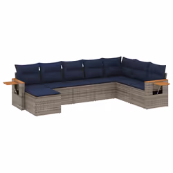 vidaXL Set Divani da Giardino 8 pz con Cuscini Grigio in Polyrattan - Vista aggiuntiva 2