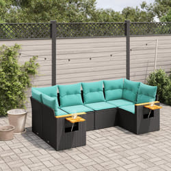 vidaXL Set Divano da Giardino 6 pz con Cuscini Nero in Polyrattan