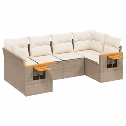 vidaXL Set Divano da Giardino 6 pz con Cuscini Beige in Polyrattan - Vista aggiuntiva 2