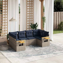 vidaXL Set Divani da Giardino 6 pz con Cuscini Grigio in Polyrattan