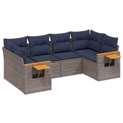 vidaXL Set Divani da Giardino 6 pz con Cuscini Grigio in Polyrattan - Vista aggiuntiva 2