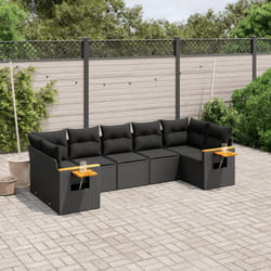 Set Divani da Giardino con Cuscini 7pz Nero Polyrattancod mxl 114561