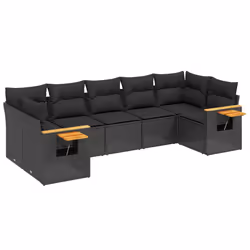 Set Divani da Giardino con Cuscini 7pz Nero Polyrattancod mxl 114561 - Vista aggiuntiva 2