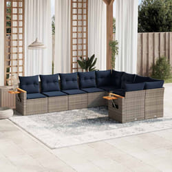 vidaXL Set Divani da Giardino 9 pz con Cuscini Grigio in Polyrattan