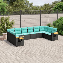 vidaXL Set Divani da Giardino 10pz con Cuscini in Polyrattan Nero