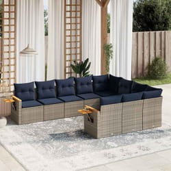 vidaXL Set Divani da Giardino 10 pz con Cuscini Grigio in Polyrattan
