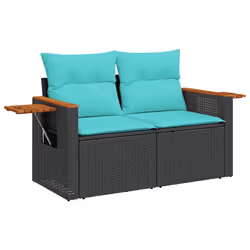 vidaXL Set Divani da Giardino 10pz con Cuscini in Polyrattan Nero - Vista aggiuntiva 3