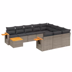 Set Divani da Giardino 11 pz con Cuscini in Polyrattan Grigiocod mxl 114759 - Vista aggiuntiva 2