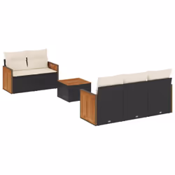Set Divano da Giardino 6 pz con Cuscini Nero in Polyrattancod mxl 114218 - Vista aggiuntiva 2