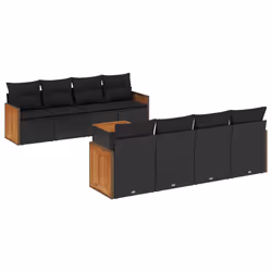 Set Divani da Giardino 9 pz con Cuscini Nero in Polyrattancod mxl 90218 - Vista aggiuntiva 2