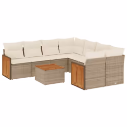Set Divano da Giardino 9 pz con Cuscini Beige in Polyrattancod mxl 112824 - Vista aggiuntiva 2