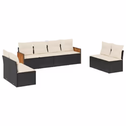 vidaXL Set Divani da Giardino con Cuscini 8 pz Nero in Polyrattan - Vista aggiuntiva 2