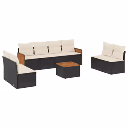 vidaXL Set Divani da Giardino 9 pz con Cuscini Nero in Polyrattan - Vista aggiuntiva 2