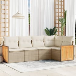 vidaXL Set Divano da Giardino 5 pz con Cuscini Beige in Polyrattan