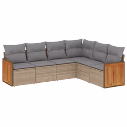 Set Divano da Giardino 6 pz con Cuscini Beige in Polyrattancod mxl 112831 - Vista aggiuntiva 2