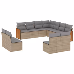 Set Divani da Giardino 11 pz con Cuscini Beige in Polyrattancod mxl 114490 - Vista aggiuntiva 2