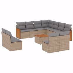 vidaXL Set Divani da Giardino 12 pz con Cuscini Beige in Polyrattan - Vista aggiuntiva 2