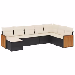 Set Divani da Giardino con Cuscini 8 pz Nero in Polyrattancod mxl 90887 - Vista aggiuntiva 2