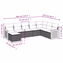 Set Divani da Giardino con Cuscini 8 pz Nero in Polyrattancod mxl 90887 - Vista aggiuntiva 3