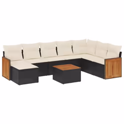 Set Divani da Giardino 9 pz con Cuscini Nero in Polyrattancod mxl 113622 - Vista aggiuntiva 2