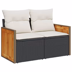 Set Divani da Giardino 9 pz con Cuscini Nero in Polyrattancod mxl 113622 - Vista aggiuntiva 3